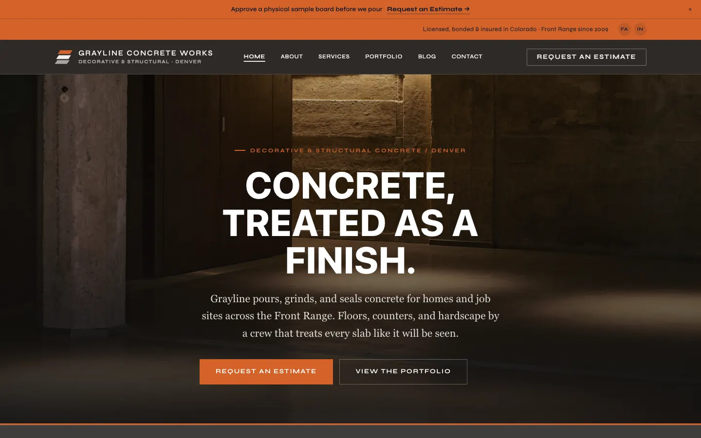 Grayline Concrete Works website